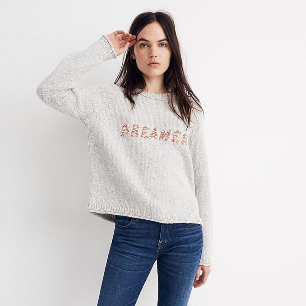 Madewell Dreamer Embroidered Keaton Pullover Sweater